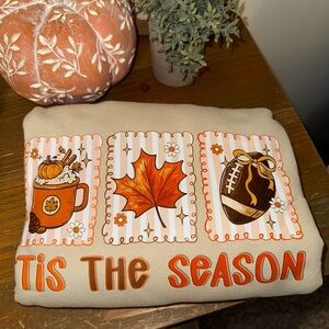 Festive Fall Sweatshirt - Beige and Orange